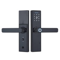 Smart Home Tuya Or Ttlock App Wifi Remote Keyless Fingerprint Biometric Intelligent Door Handle Lock For Airbnb,Office,Bedroom